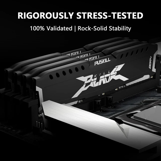 Alt view image 4 of 5 - PUSKILL 32GB Kit (2x16GB) DDR4 RAM 2666MHz PC4-21300 Desktop Memory with Aluminum Heatsink, Non-ECC Unbuffered UDIMM 1.2V CL19 288-Pin, Dual Channel PC Computer Upgrade Module for Intel & AMD