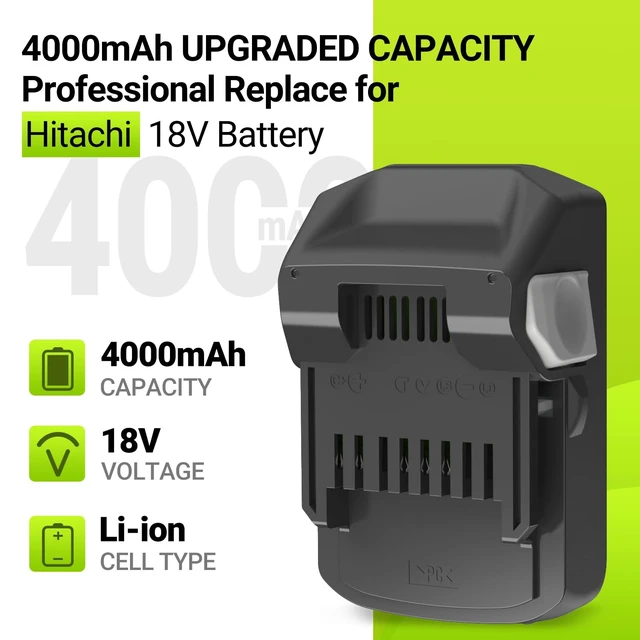 Alt view image 2 of 5 - Hanaix 2Pack 4000mAh 18V Battery and Charger Compatible with Hitachi