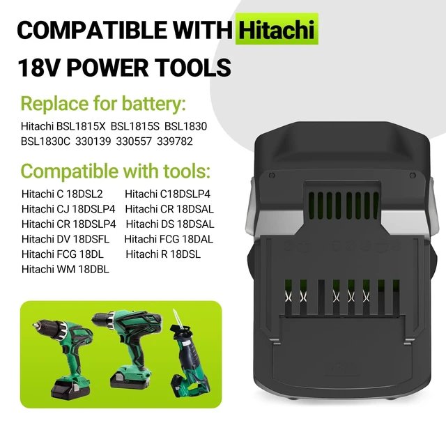 Alt view image 3 of 5 - Hanaix 2Pack 4000mAh 18V Battery and Charger Compatible with Hitachi