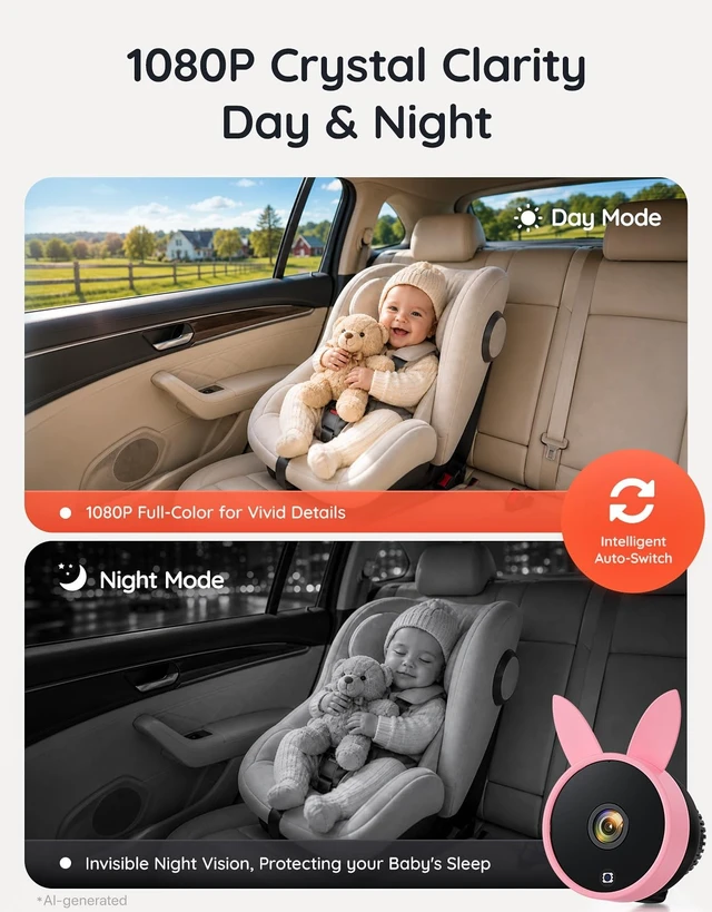 Alt view image 3 of 5 - Babyvue BV4 Baby Car Camera 7", USB Powered Plug & Play