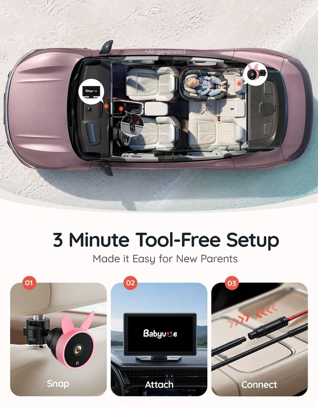 Alt view image 5 of 5 - Babyvue BV4 Baby Car Camera 7", USB Powered Plug & Play