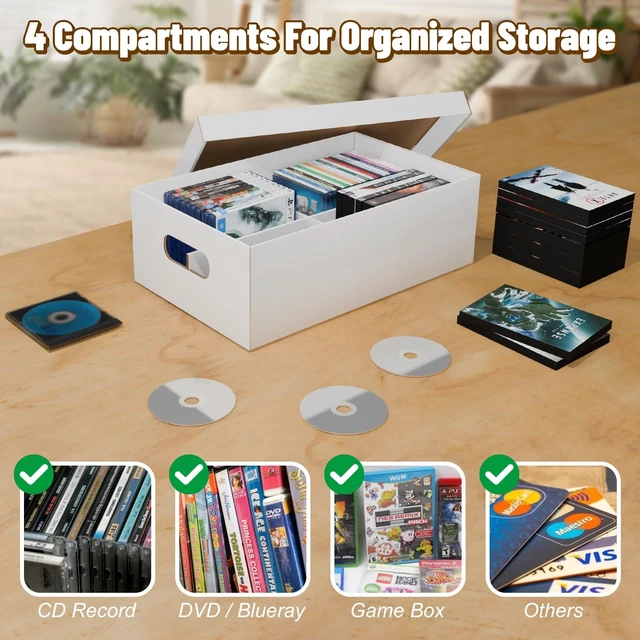 Alt view image 4 of 5 - NUMINA 3 Pack CD Storage Boxes 240 CD Capacity Organizer with Lift-Off Lid