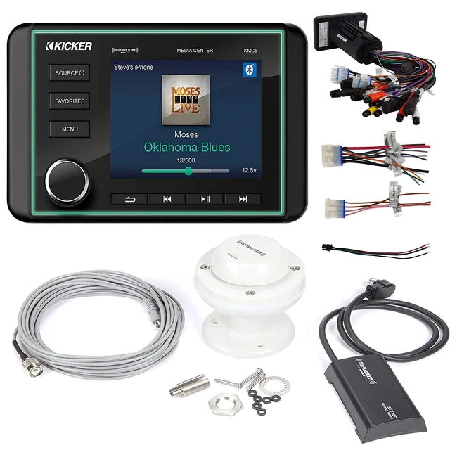Alt view image 2 of 5 - Kicker 46KMC5 Marine 6 Channel Boat Gauge Style Media Center & SiriusXM SXV300 Connect Tuner & Marine/RV Antenna Bundle with Zonoz Z-Tool