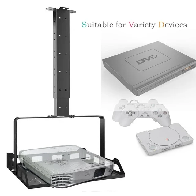 Alt view image 3 of 5 - Universal Metal Foldable Projector Ceiling Mount, 360 Rotation & Height Adjustable Heavy Duty Bracket, Compatible with Most Projectors & Compact Devices, Black