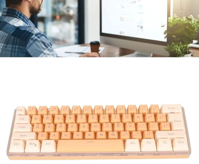 Alt view image 3 of 5 - Anu Limen 60% Wired Gaming Keyboard 61 Keys RGB Backlit Compact Keyboard for Windows,Ergonomic Design with Plug and Play USB Cable(Yellow Orange)