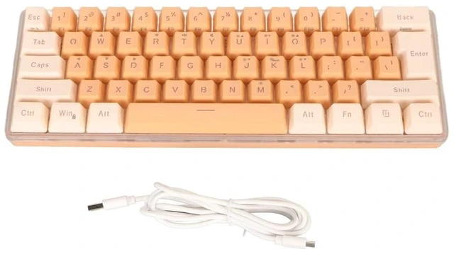 Main image of Anu Limen 60% Wired Gaming Keyboard 61 Keys RGB Backlit Compact Keyboard for Windows,Ergonomic Design with Plug and Play USB Cable(Yellow Orange)
