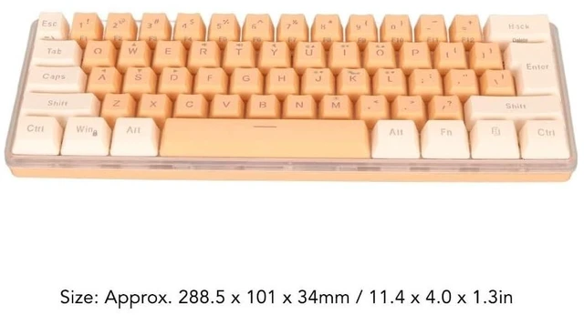 Alt view image 4 of 5 - Anu Limen 60% Wired Gaming Keyboard 61 Keys RGB Backlit Compact Keyboard for Windows,Ergonomic Design with Plug and Play USB Cable(Yellow Orange)