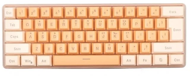 Alt view image 5 of 5 - Anu Limen 60% Wired Gaming Keyboard 61 Keys RGB Backlit Compact Keyboard for Windows,Ergonomic Design with Plug and Play USB Cable(Yellow Orange)