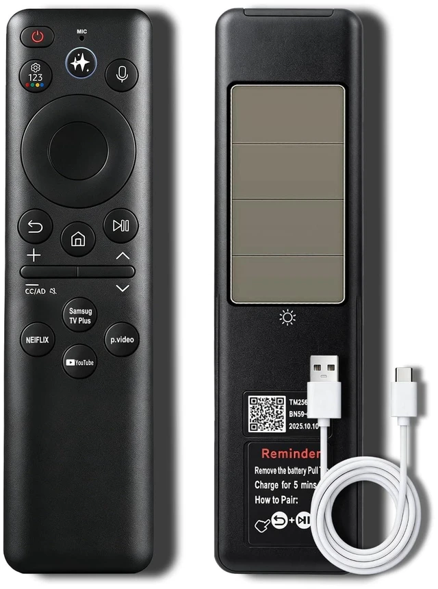 Main image of for Samsung-Smart-TV-Remote-Replacement, BN59-01480A, Solar & Type-C Rechargeable, Voice & AI Control, Compatible with 2025-2026 Samsung Smart TVs