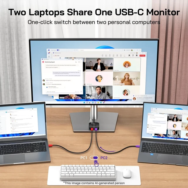 Alt view image 3 of 5 - Caniifoto 20Gbps USB C Switch for 2 Computers, USBC Switcher,2 USB-C Cables