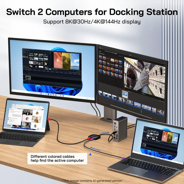 Alt view image 4 of 5 - Caniifoto 20Gbps USB C Switch for 2 Computers, USBC Switcher,2 USB-C Cables