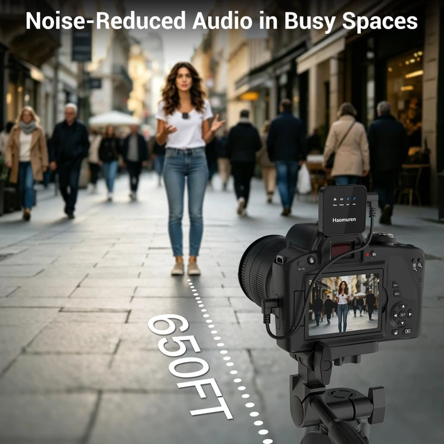 Alt view image 3 of 5 - Wireless Lavalier Microphone with AI App for iPhone, Android, PC & Camera