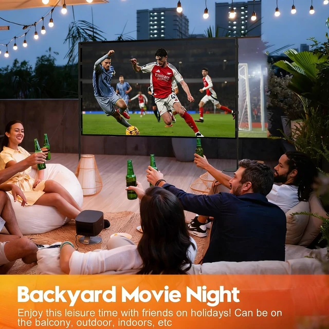 Alt view image 2 of 5 - 120 Inch Outdoor Projector Screen with Stand, Portable Indoor Outdoor Movie Screen, 16:9 4K HD Lightweight Projection Screen with Carry Bag for Backyard Movie Night