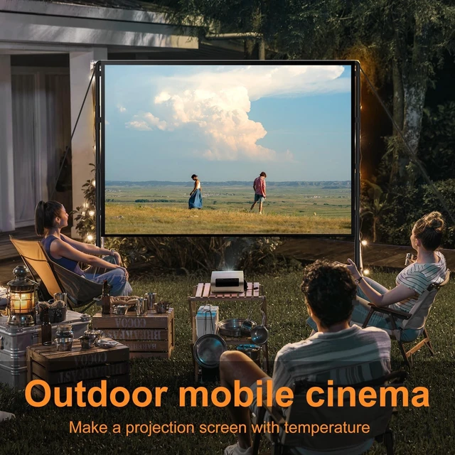 Alt view image 3 of 5 - 120 Inch Outdoor Projector Screen with Stand, Portable Indoor Outdoor Movie Screen, 16:9 4K HD Lightweight Projection Screen with Carry Bag for Backyard Movie Night