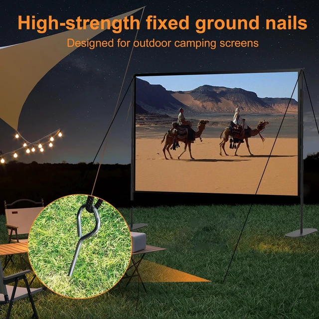 Alt view image 5 of 5 - 120 Inch Outdoor Projector Screen with Stand, Portable Indoor Outdoor Movie Screen, 16:9 4K HD Lightweight Projection Screen with Carry Bag for Backyard Movie Night
