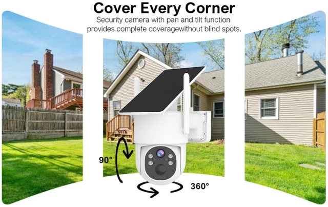 Alt view image 3 of 5 - 4G LTE Cellular Security Camera Wireless Outdoor, No WiFi Needed, with SIM Card and One Year Unlimited Data Plan, Solar Powered, 360 Live View, 2K Color Night Vision, Motion Detection