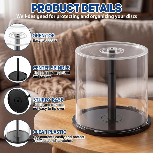 Alt view image 3 of 5 - Domensi 4 Pack Empty Disc Cake Box, Dvd Cd Spindle Case, 5.5 x 5.9 Inch