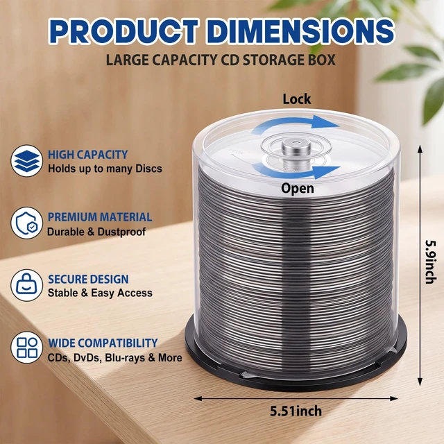 Alt view image 2 of 5 - Domensi 4 Pack Empty Disc Cake Box, Dvd Cd Spindle Case, 5.5 x 5.9 Inch