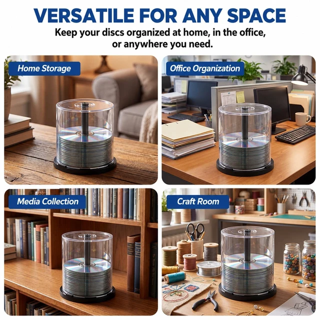 Alt view image 5 of 5 - Domensi 4 Pack Empty Disc Cake Box, Dvd Cd Spindle Case, 5.5 x 5.9 Inch
