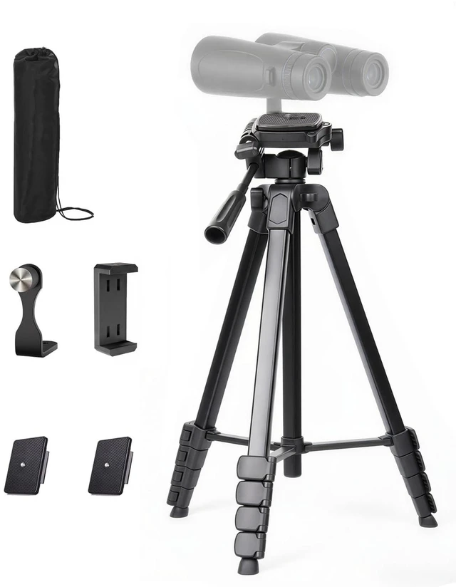 Main image of 68"Binocular Tripod with Adapter,2 QR Plates,Bubble Level,Flip Lock,Compact