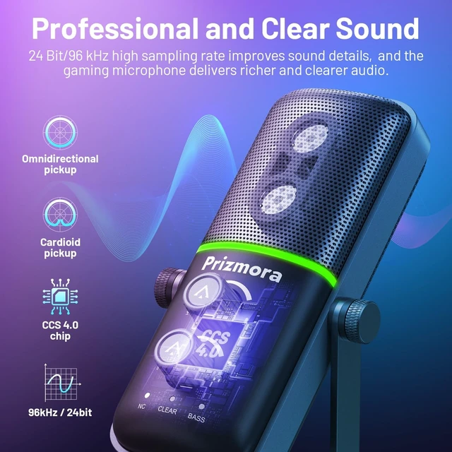 Alt view image 3 of 5 - Gaming Microphone Set with Boom Arm, USB Microphone, Gaming Equipment Mic