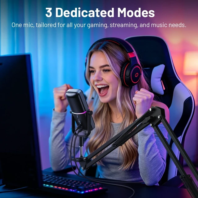 Alt view image 5 of 5 - Gaming Microphone Set with Boom Arm, USB Microphone, Gaming Equipment Mic