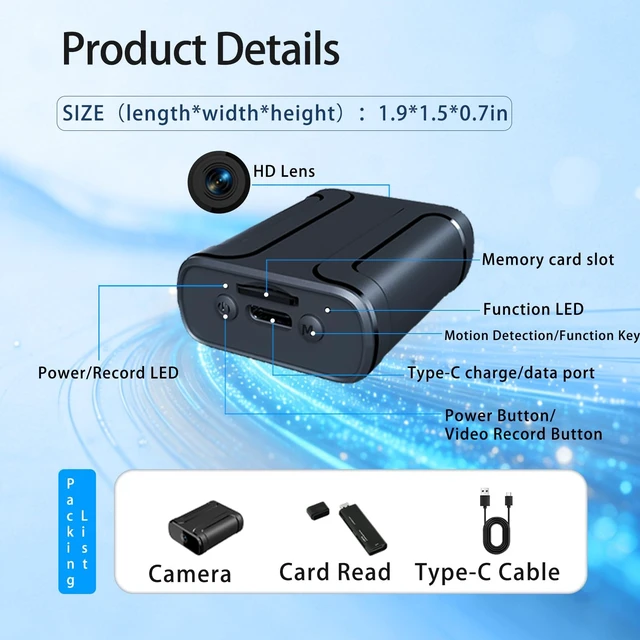Alt view image 3 of 5 - Mini Portable Camera,1080P HD No WiFi Indoor Surveillance Security Camera