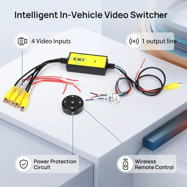 Alt view image 3 of 5 - Car Video Switcher, 4 Input 1 Output Remote Control, 360 Panoramic View