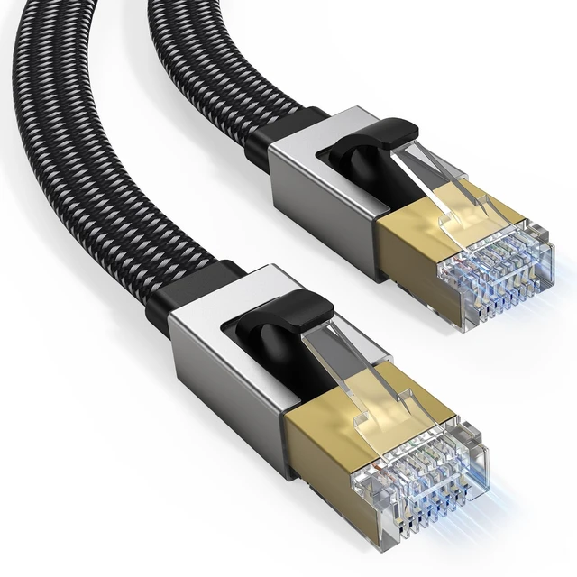 Alt view image 5 of 5 - CBUS CAT 8 Ethernet Cable, 50ft Flat Braided Pure Copper 30AWG F/FTP with Ground, 40Gbps 2000MHz, Slim LAN Cable for Home & Office, Router, PC, Gaming, Modem Available in 1.5ft 3ft 6ft 10ft 15ft