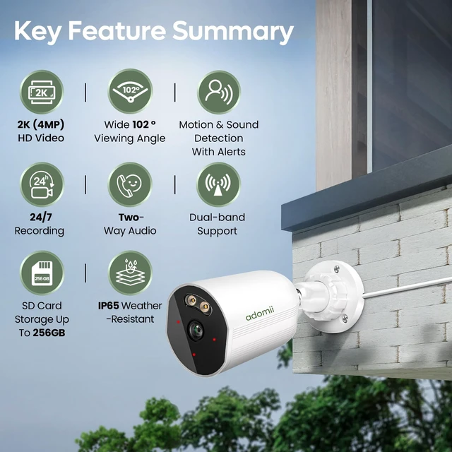 Alt view image 2 of 5 - adomii 2K Security Cameras Wireless Outdoor,IP65 Weatherproof