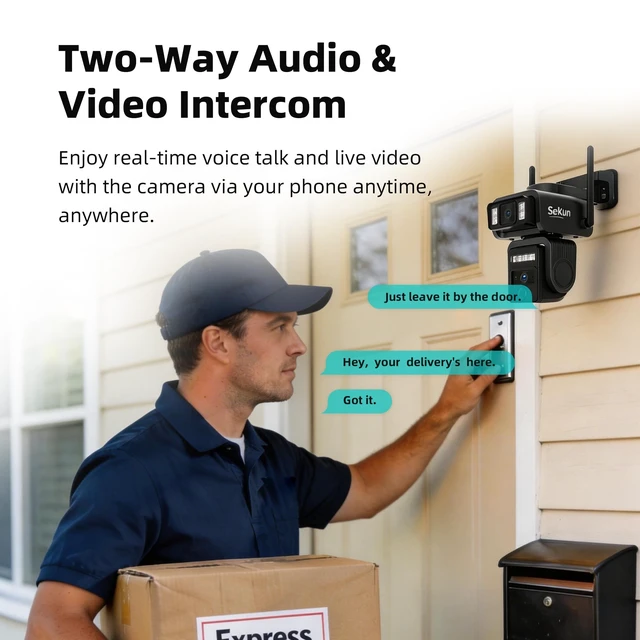 Alt view image 5 of 5 - SecKun Solar Security Camera, Dual Lens 360 PTZ, 2.4GHz WiFi