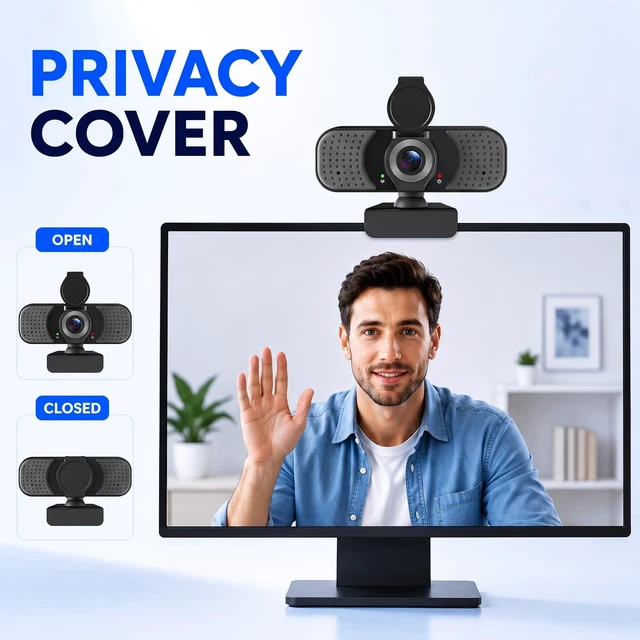 Alt view image 5 of 5 - Krieer 4K Webcam with PDAF Autofocus and Dual Noise-Canceling Microphones