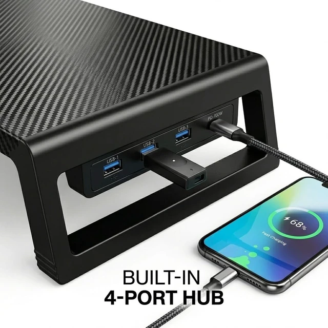 Alt view image 4 of 5 - Zapuno Desk Organizer and Accessories, Computer Monitor Stand Riser with USB Hub , Laptop Stand