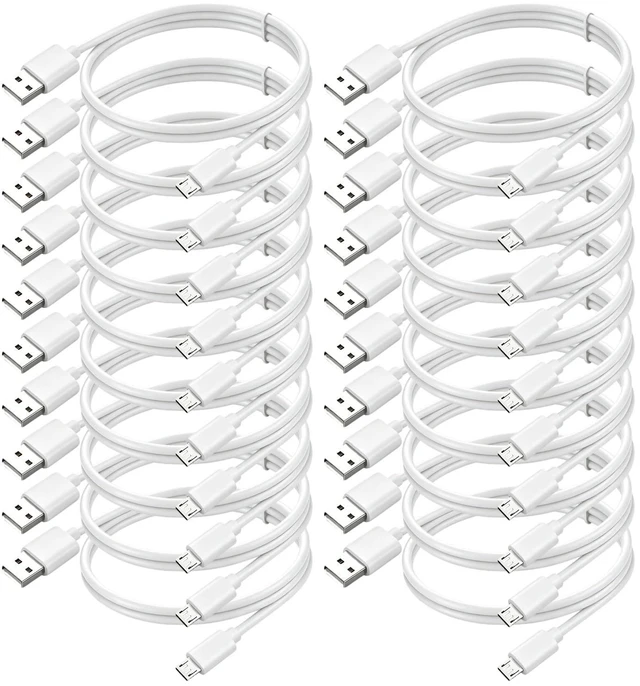 Main image of Micro USB Cable 3FT 20-Pack,Multipack Fast Charging USB 2.0 Data Sync White