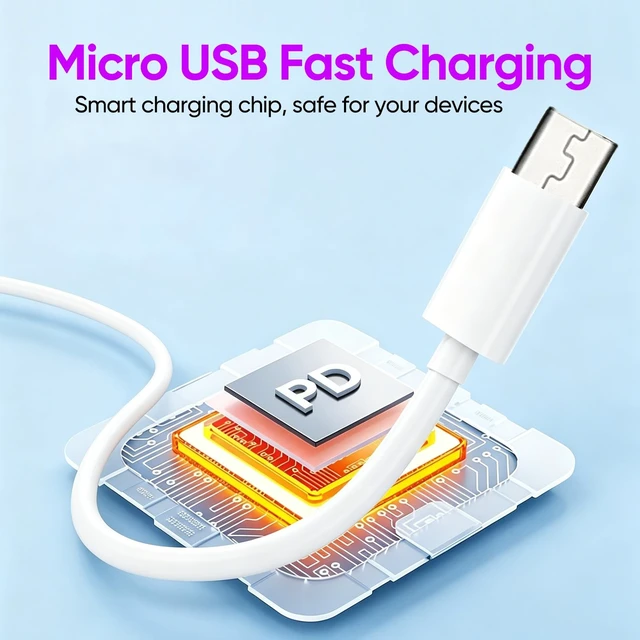 Alt view image 5 of 5 - Micro USB Cable 3FT 20-Pack,Multipack Fast Charging USB 2.0 Data Sync White