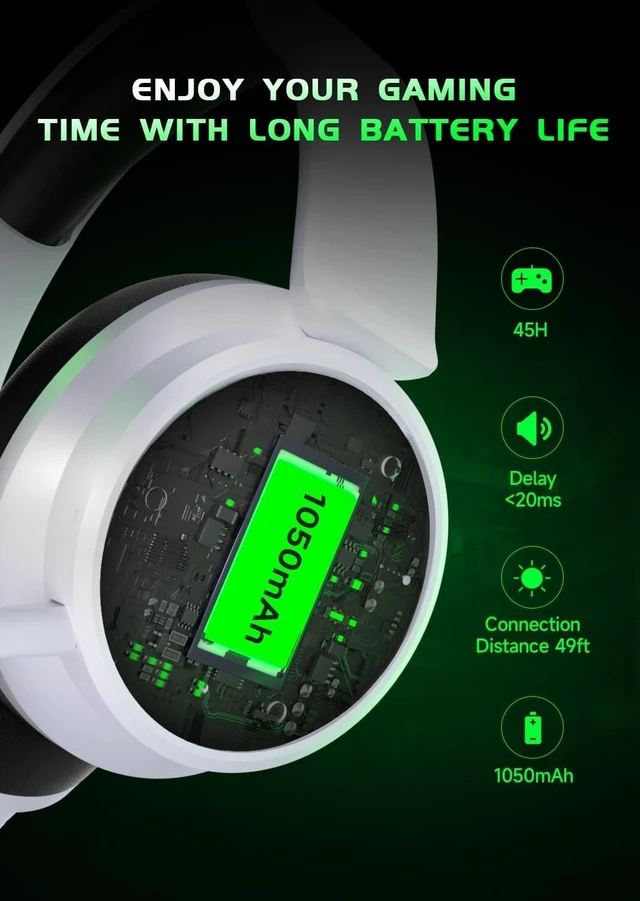 Alt view image 5 of 5 - RYR Wireless Gaming Headset for Xbox Series X^^S, Sega Gear Game-Blackwhite