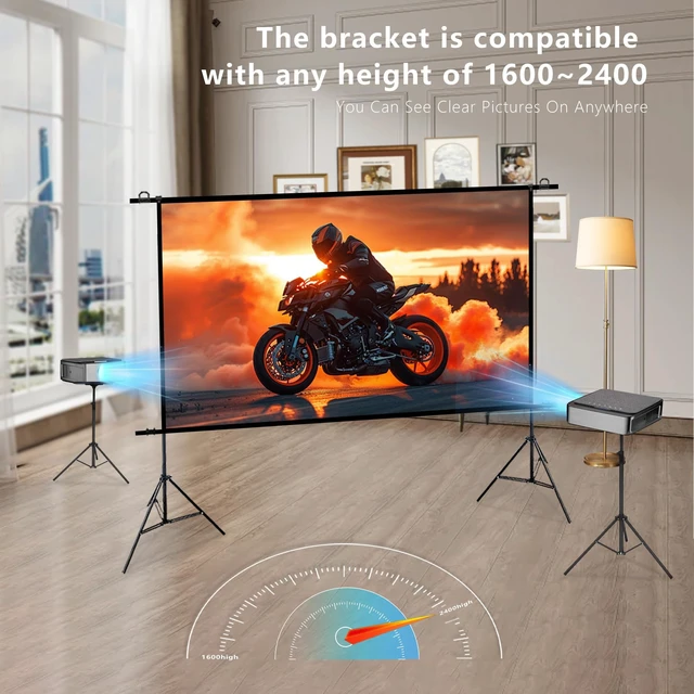 Alt view image 3 of 5 - Outdoor Projector Screen with Stand, Portable Outdoor Movie Screen - 100 Inch Projection Screen Foldable Anti-Crease with Carry Bag for Backyard/indoor Movie