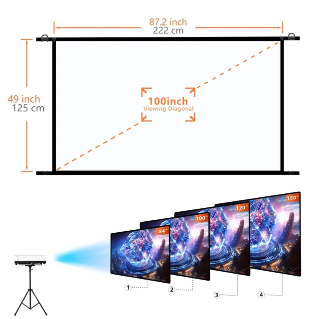 Alt view image 2 of 5 - Outdoor Projector Screen with Stand, Portable Outdoor Movie Screen - 100 Inch Projection Screen Foldable Anti-Crease with Carry Bag for Backyard/indoor Movie