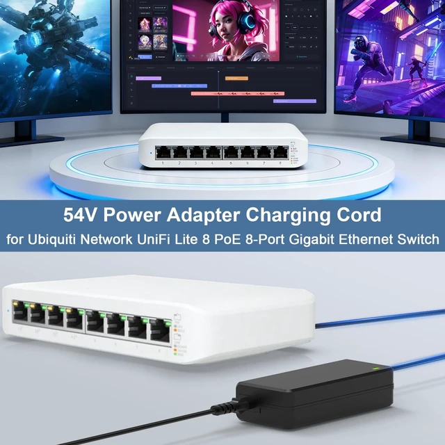 Alt view image 4 of 5 - 54V AC/DC Adapter Charger Replacement for Ubiquiti Network USW-Lite-8-PoE
