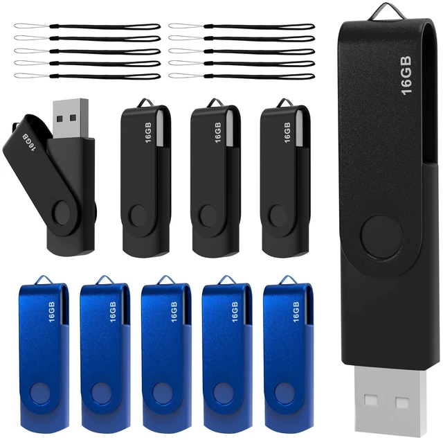 Main image of 2GB USB Flash Drive 10-Pack,DGsolo Blue/Black Thumb Drives + 10 Lanyards
