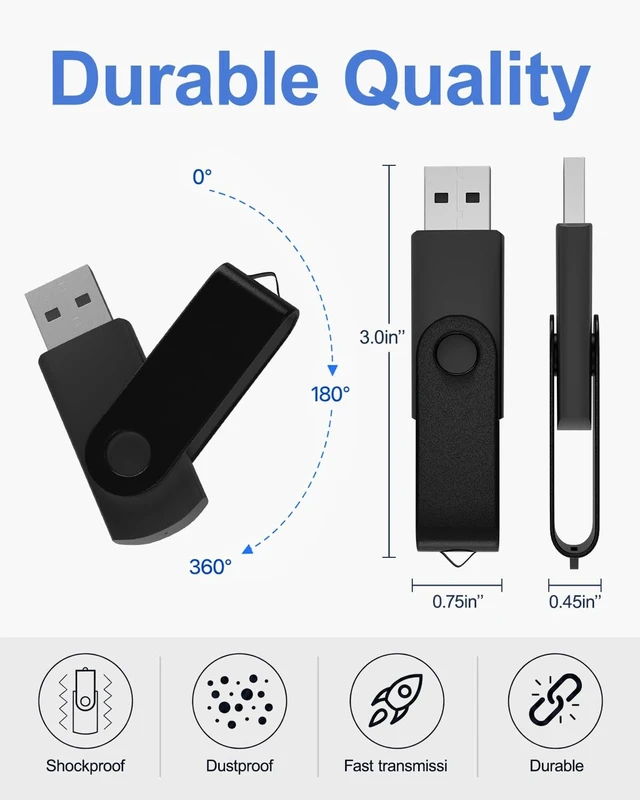 Alt view image 3 of 5 - 2GB USB Flash Drive 10-Pack,DGsolo Blue/Black Thumb Drives + 10 Lanyards
