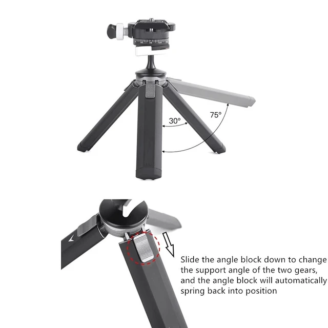 Alt view image 3 of 5 - Professional Mini Tripod with Panoramic Ball Head, Aluminum Alloy Camera Tripod with 360 Ball Head Portable Desktop Stand for DSLR, Mirrorless, and Action Cameras