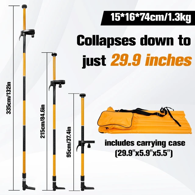 Alt view image 3 of 5 - LAISAI Quick Lift Support Pole, 2.3-11FT Adjustable Tripod for Laser Level