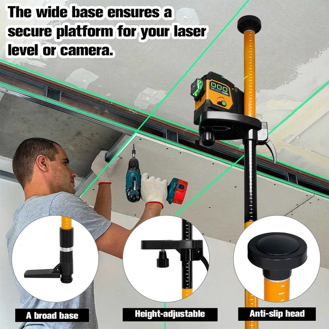 Alt view image 4 of 5 - LAISAI Quick Lift Support Pole, 2.3-11FT Adjustable Tripod for Laser Level