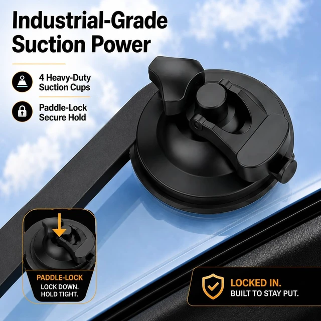 Alt view image 3 of 5 - Ankopeach Starlink Mini Sunroof Mount, Suction Cups, Carbon Steel, Black