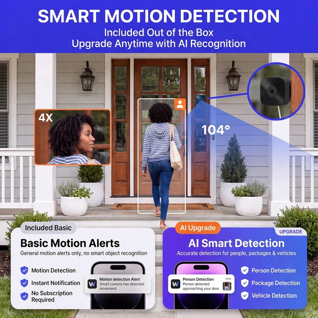 Alt view image 4 of 5 - Sirwu No-Drill Window Camera, 3MP 2K Camera for Home Security, View Outside Through Glass, Color Night Vision, Motion Alerts, 24/7 Recording, Dual-Band WiFi (Black, Square)