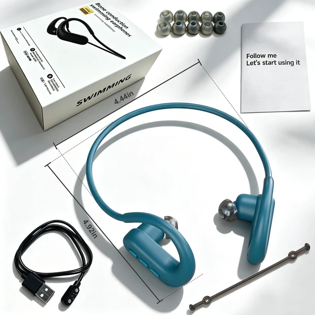 Alt view image 3 of 5 - Waterproof Earbuds for Swimming, Swimming Headphones with 8GB MP3 Player