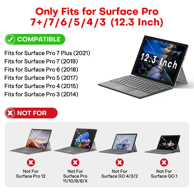 Alt view image 2 of 5 - Keyboard for Microsoft Surface Pro 7/7+/6/5/4/3 (12.3 Inch ONLY), Bluetooth