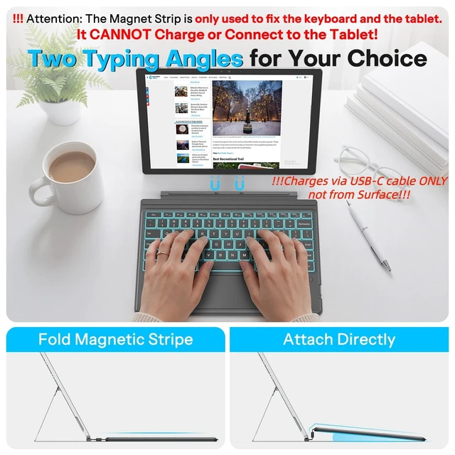 Alt view image 3 of 5 - Keyboard for Microsoft Surface Pro 7/7+/6/5/4/3 (12.3 Inch ONLY), Bluetooth