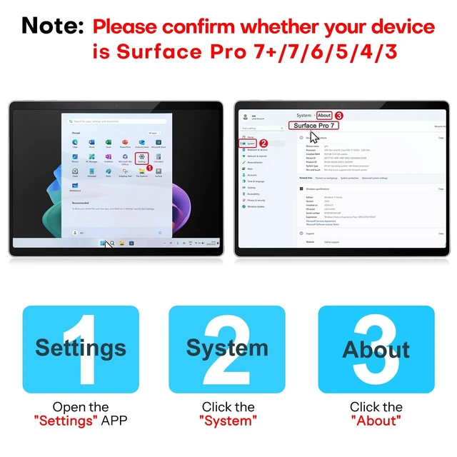 Alt view image 4 of 5 - Keyboard for Microsoft Surface Pro 7/7+/6/5/4/3 (12.3 Inch ONLY), Bluetooth